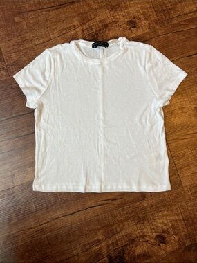 alice + olivia classics basic white short sleeve crop top t-shirt tee shirt XS